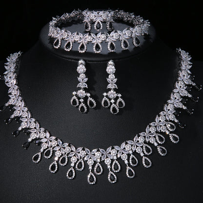 EmmayaZircons Shiny Cubic Zirconia Evening Party Dress Jewelry Set for Women Trendy Bridal Wedding Collection Accessories