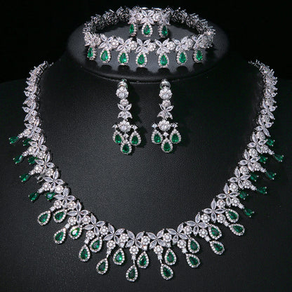 EmmayaZircons Shiny Cubic Zirconia Evening Party Dress Jewelry Set for Women Trendy Bridal Wedding Collection Accessories
