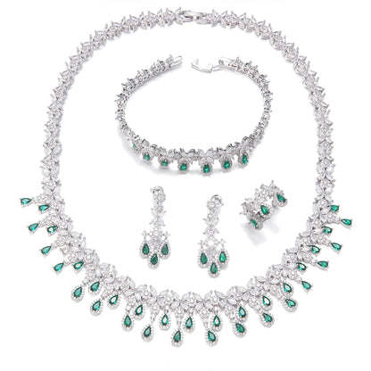 EmmayaZircons Shiny Cubic Zirconia Evening Party Dress Jewelry Set for Women Trendy Bridal Wedding Collection Accessories
