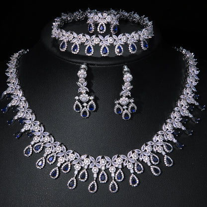 EmmayaZircons Shiny Cubic Zirconia Evening Party Dress Jewelry Set for Women Trendy Bridal Wedding Collection Accessories