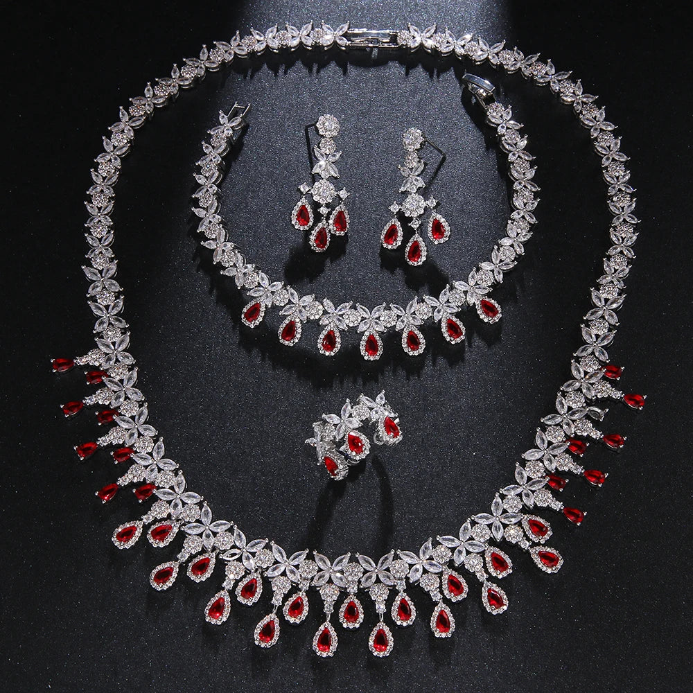 EmmayaZircons Shiny Cubic Zirconia Evening Party Dress Jewelry Set for Women Trendy Bridal Wedding Collection Accessories