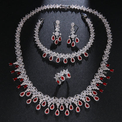 EmmayaZircons Shiny Cubic Zirconia Evening Party Dress Jewelry Set for Women Trendy Bridal Wedding Collection Accessories