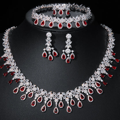 EmmayaZircons Shiny Cubic Zirconia Evening Party Dress Jewelry Set for Women Trendy Bridal Wedding Collection Accessories